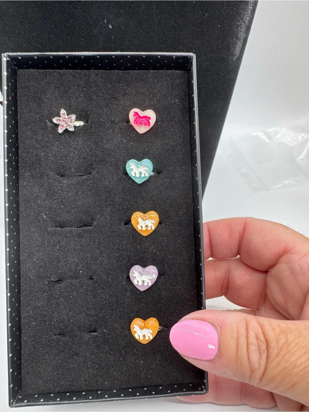 Kids Heart Unicorn & Fliwer Ring  Set - Pink, Teal, Orange, Purple